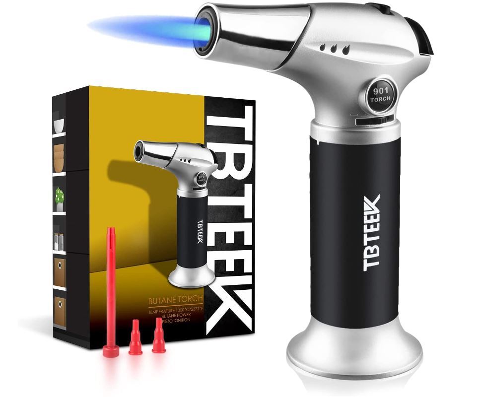 Butane Torch Refillable Kitchen Safety Lock Adjustable Flame Handheld Cooking Li