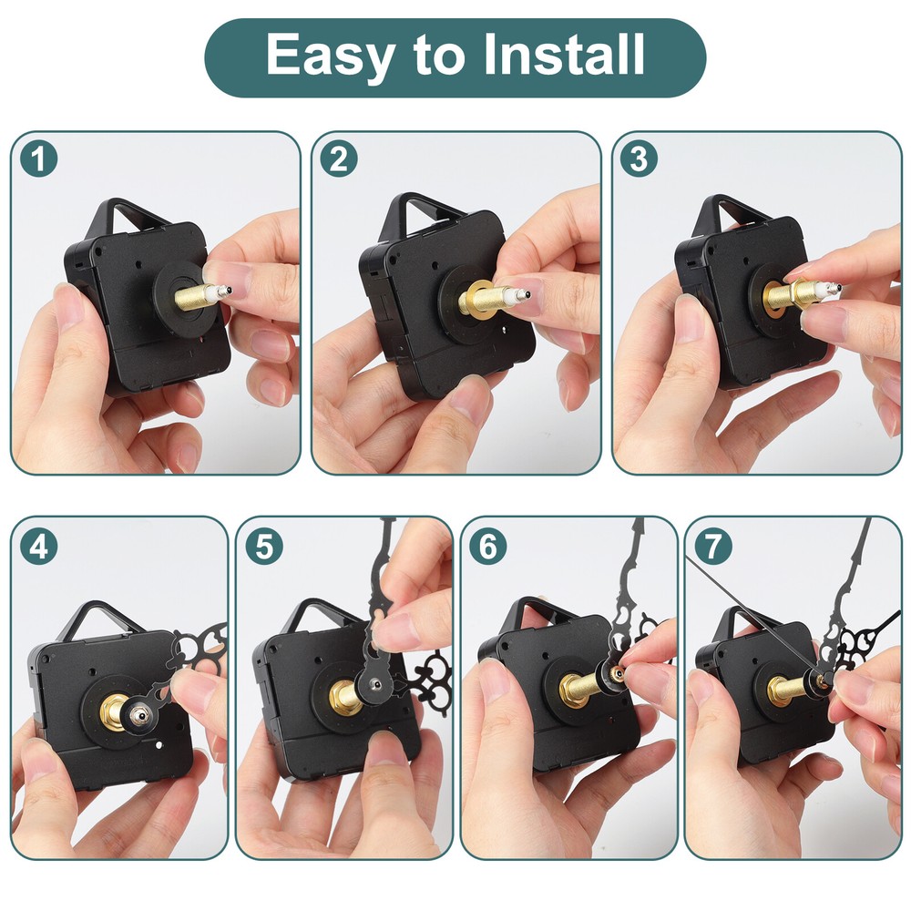 3PCS Clock Movement Replacement Kit – Silent Sweep Hands for 25-30cm Wall Clock