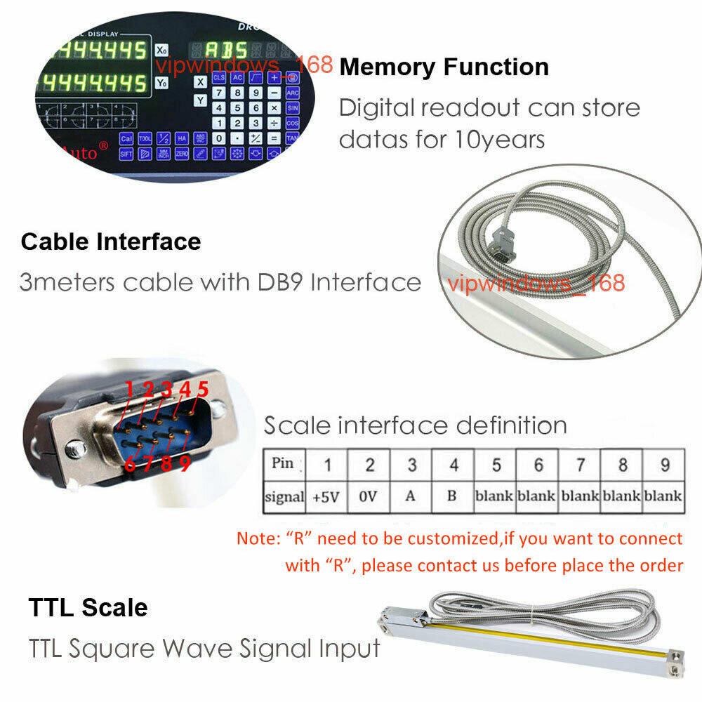 3Axis 2Axis Digital Readout DRO Display & Linear Scale TTL Glass Sensor Kit CNC