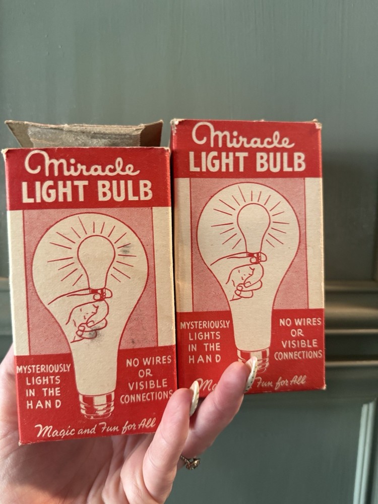 Pair Of Vintage Rare Miracle LightBulb Magic Tricks Work Boxes Tested Work !!