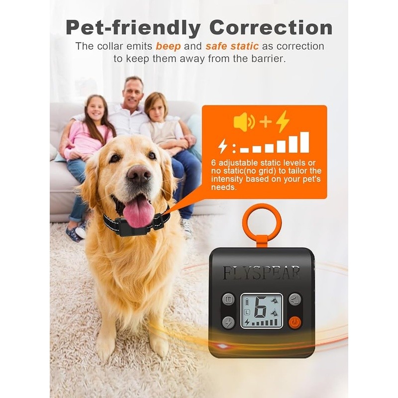 Wireless Pet Barrier Transmitter Adjustable Range Rechargeable Training Device