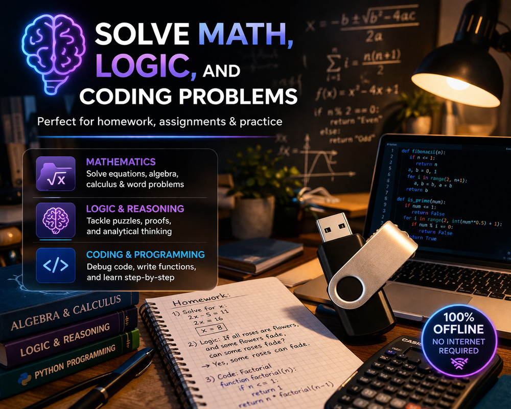Offline AI Assistant USB – Local AI Chat Tool | No Internet Required | Privacy