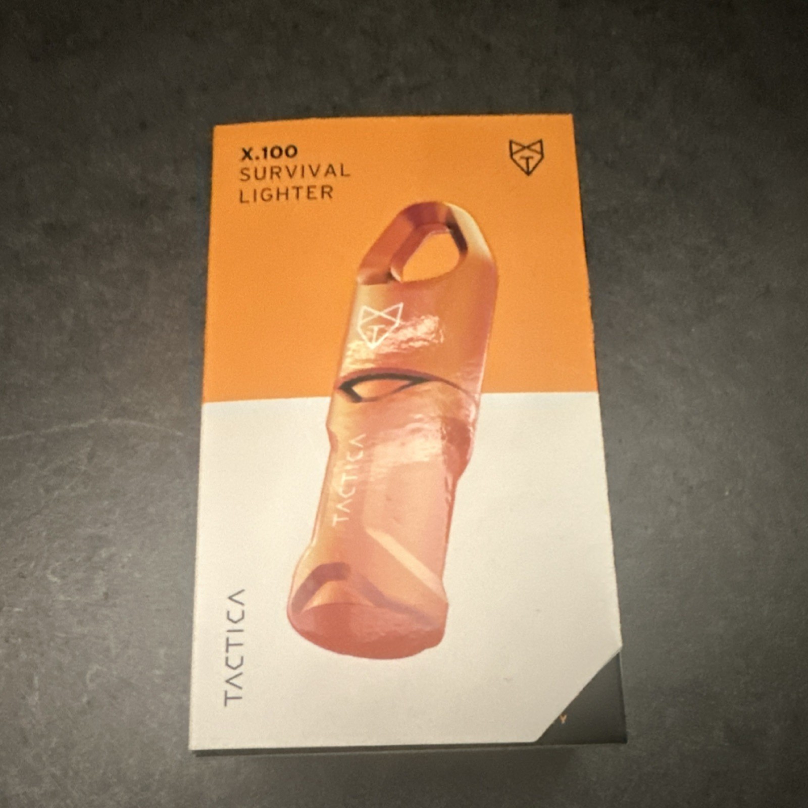 Tactica X.100 Survival Lighter Orange Waterproof Cast Zinc Emergency Firestarter