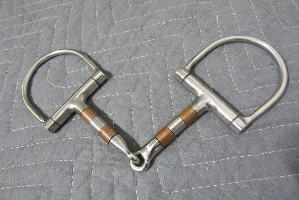 5.75" D Ring Horse Snaffle Bit w/Copper Rollers Stainless Steel