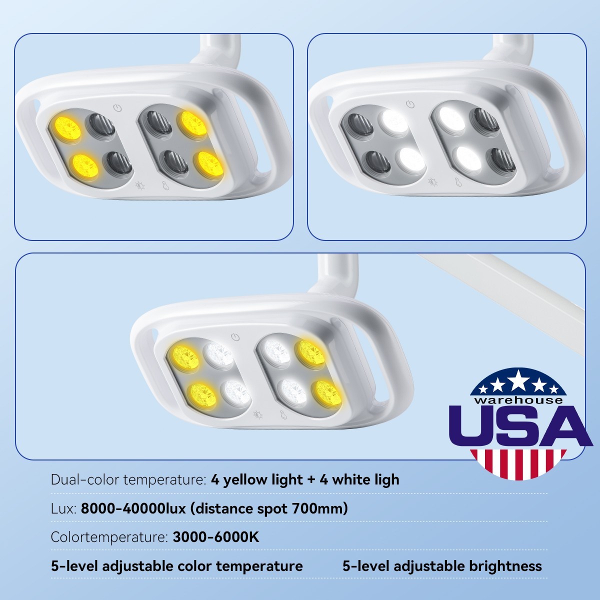 AZDENT Dental LED Lamp For Dental Unit Chair Adjustable Oral Light USA