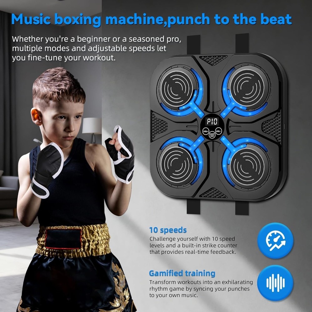 Music Boxing Machine,Interactive Punching Trainer with LED Lights,Large Wall ...