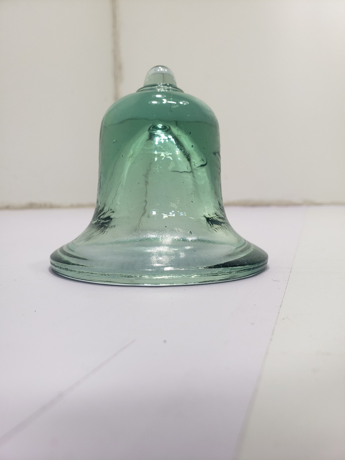 Vintage  Small Cobalt Green Glass Garden Cloche French Bell 4" X 4" Used