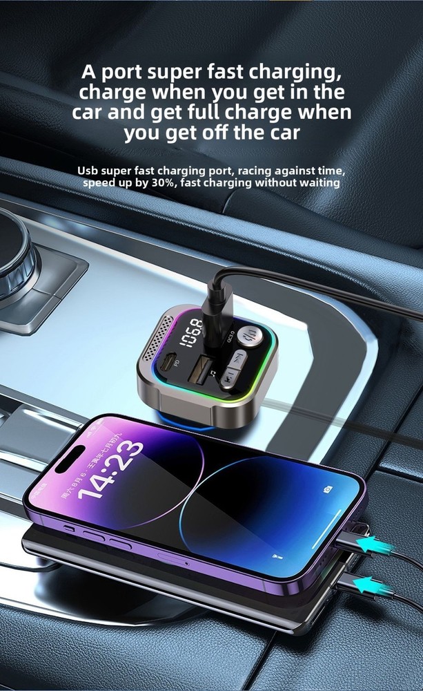 Aluminum Alloy Car Bluetooth MP3 Player FM Transmitter PD Fast Charging