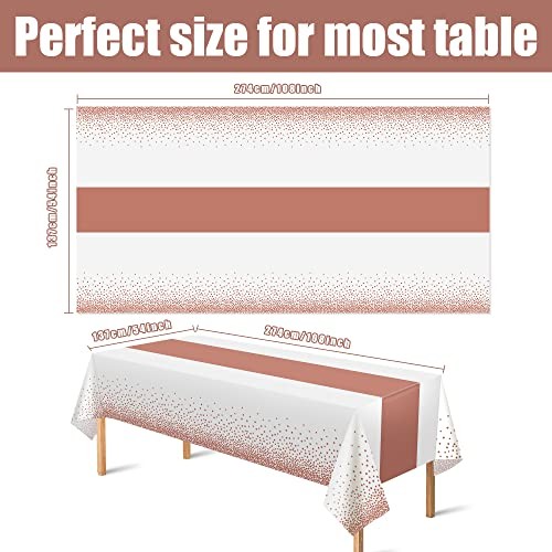 4 Pack Disposable Plastic Table Cloths,Rectangle Table White and Rose Gold