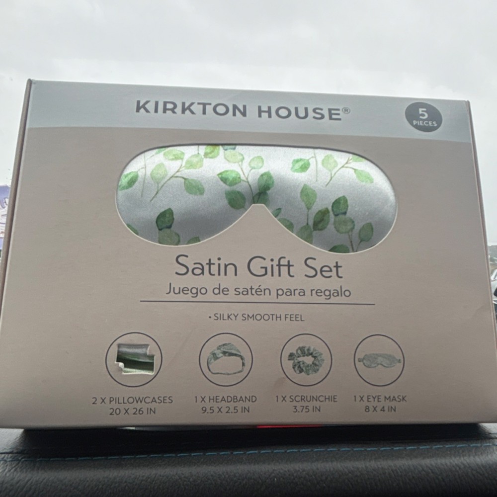 Kirkton House Satin Gift Set 5 Pieces Leaf Print Polyester Accessory Set