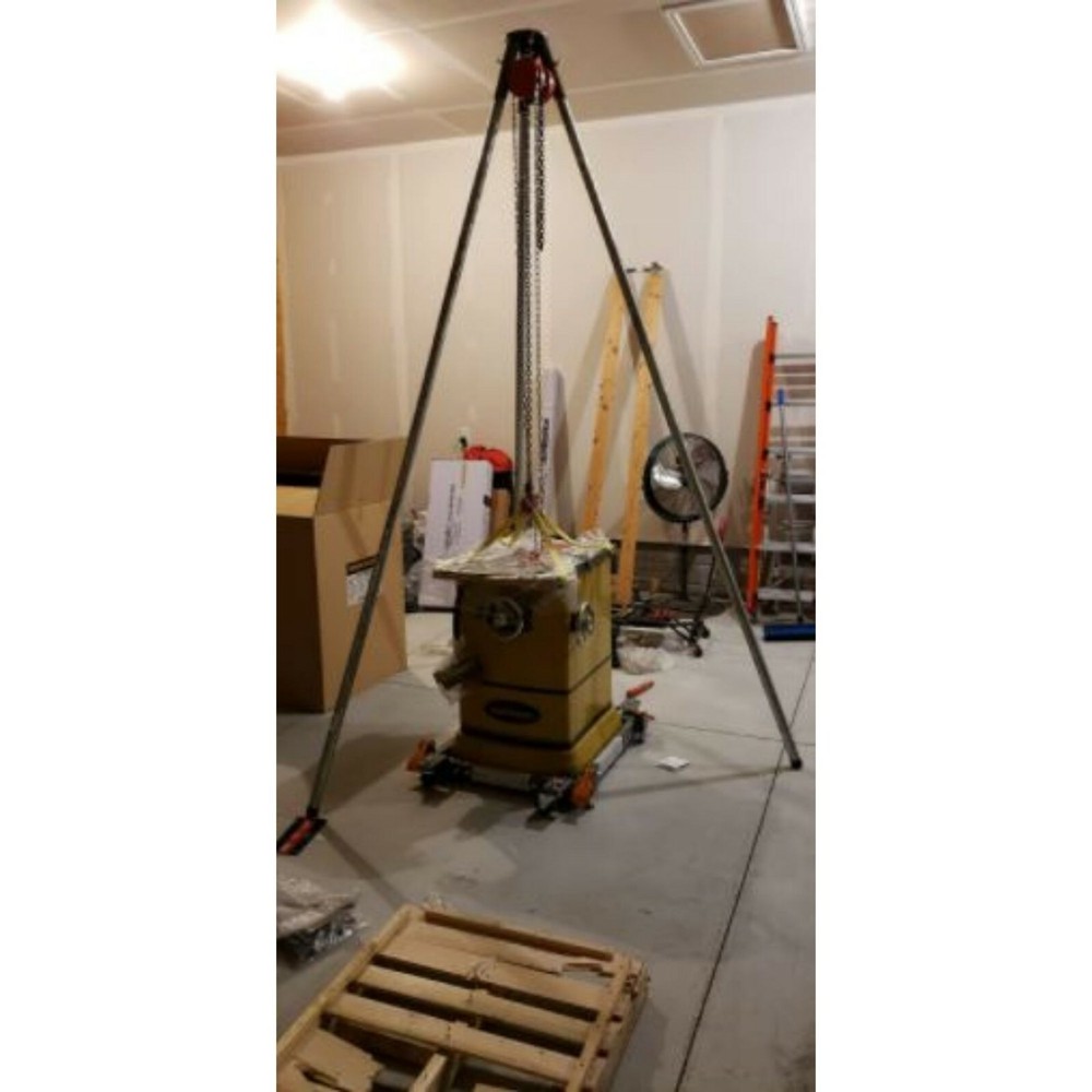 Tripod Header w Pulley Deer Feeder Stump Puller Camping Hunting Hanging Fire Pit