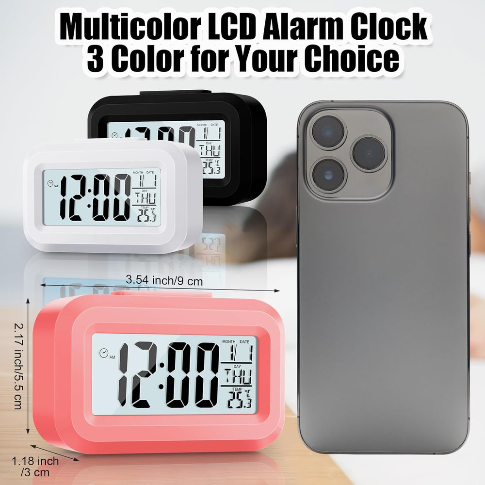 Digital Alarm Clock Large LCD Display, Simple Operation, Snooze Back Light, Time