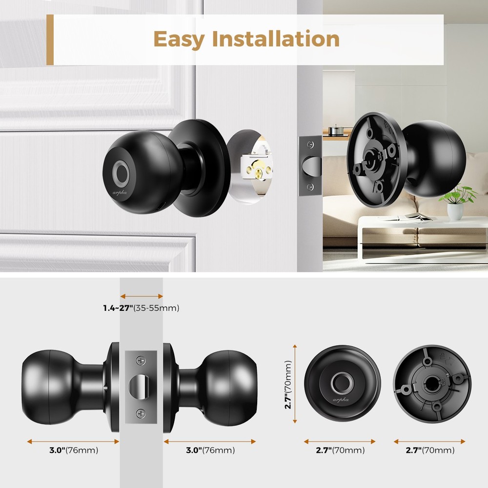 ARPHA Keyless Entry Smart Door Lock Fingerprint App Control Silent Mode Handle