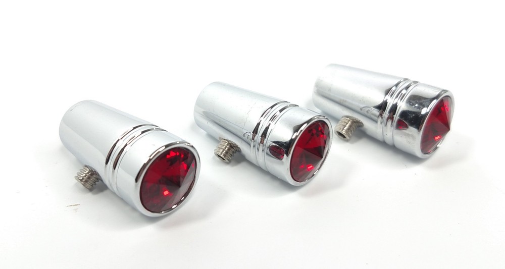 (Set/3) for Peterbilt Red Crystal Mini Toggle Switch Extension 1", Chrome Metal
