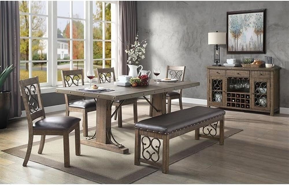 Acme Raphaela Bench in Black and Weathered Cherry