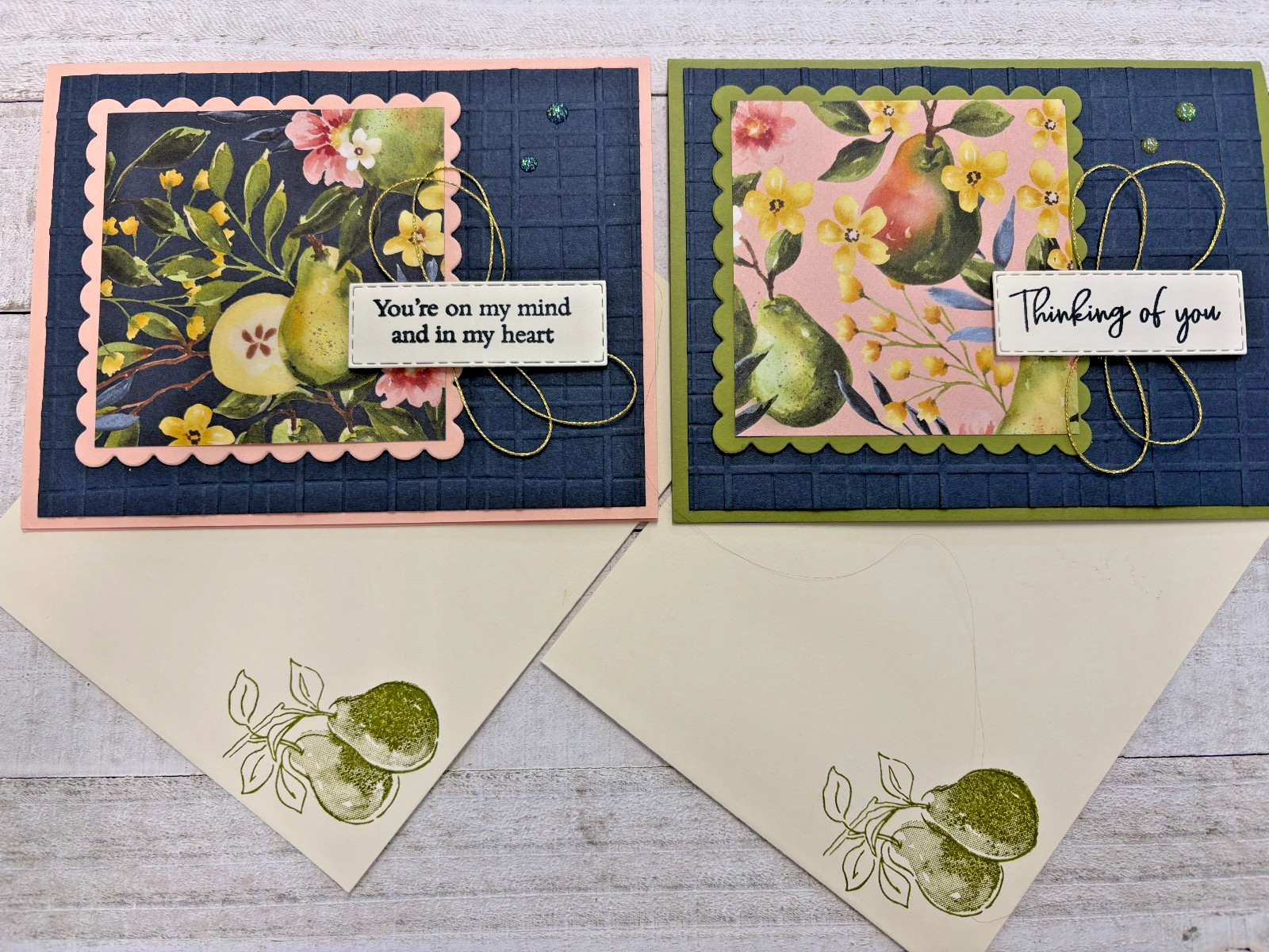 Stampin' Up! Card Kit - PAINTERLY PEARS - All Inclusive Set of 4 Cards