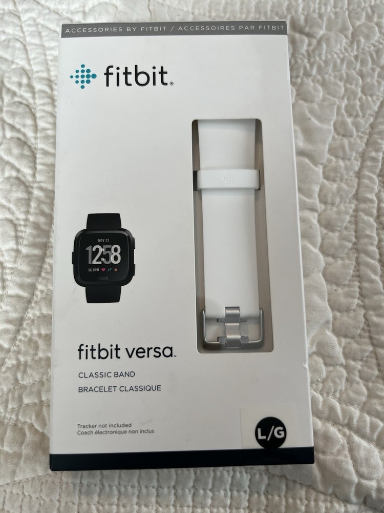Fitbit Versa Classic Replacement Band White Water Resistant Elastomer L/G
