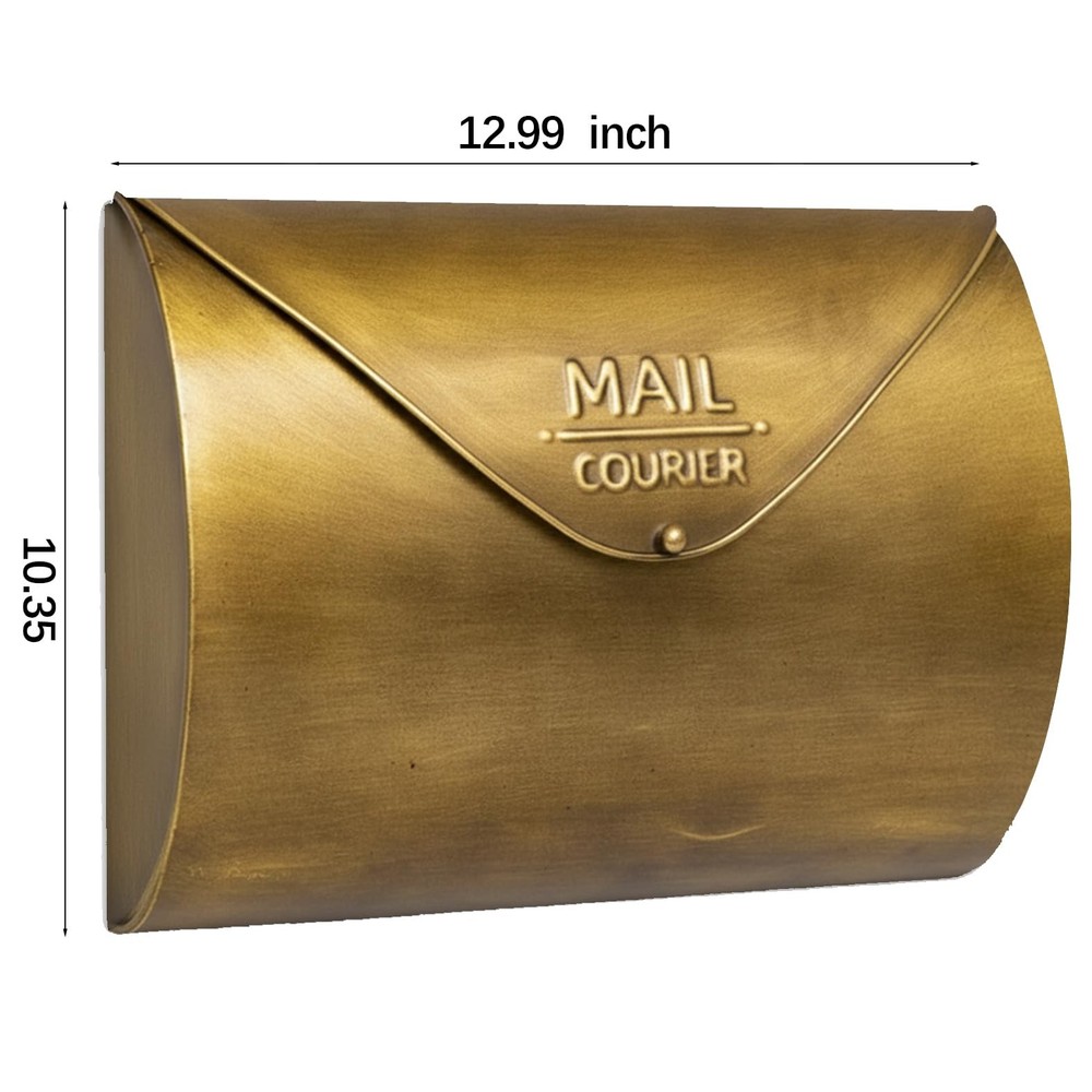 Wall Mount Mailbox for Outside,Waterproof Metal Mailboxes with Rust-Proof Gold