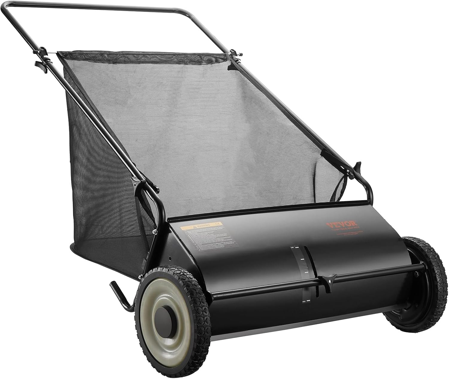 VEVOR 26" Push Lawn Sweeper | 7 ft³ Large Bag & 4 Spinning Brushes