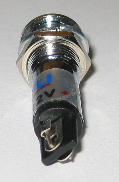 Panel Mount LED - Green - Chrome Case - 12V DC - 8mm Mounting - Lockwasher / Nut