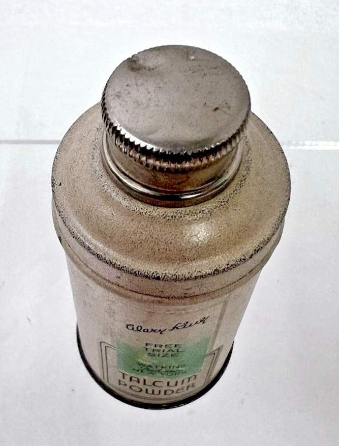 Antique Alary King Watkins Feather Talcum Powder Sample Size Tin 2 3/4"