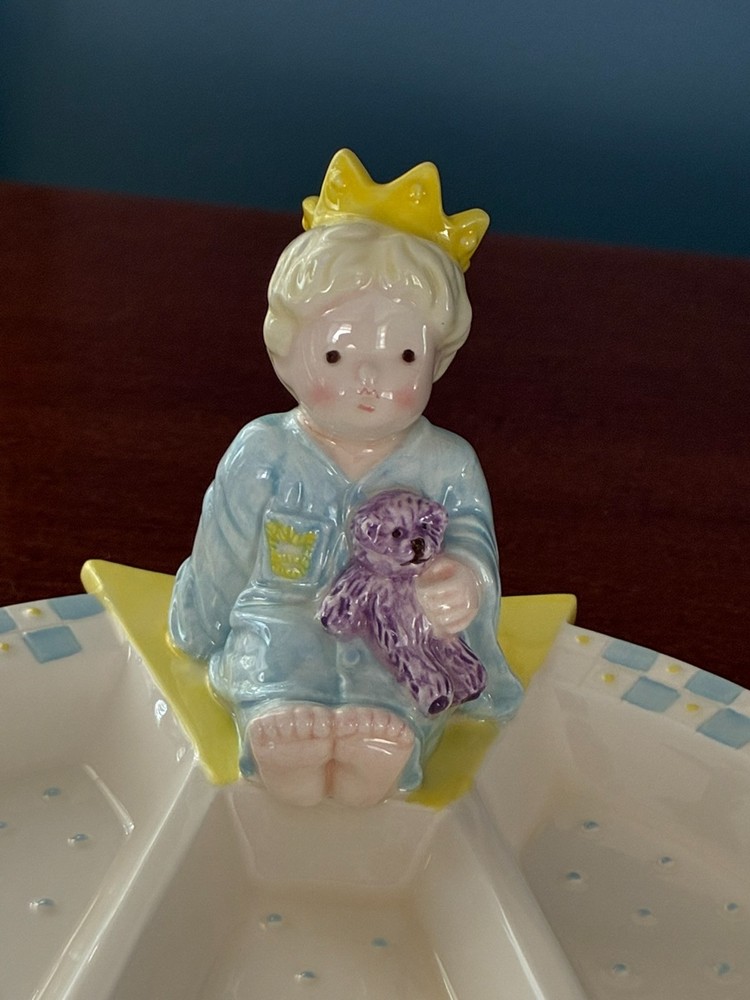 MUD PIE HTF LITTLE PRINCE 2 PC CERAMIC BOY'S DINING SET PLATE + CUP 2000