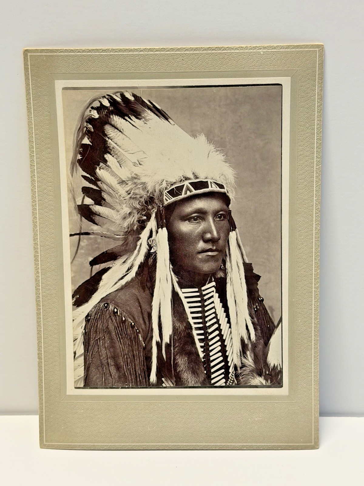 Native American Indian Warrior Photograph Titled: "Kiowa Brave"; "Poor Buffalo"