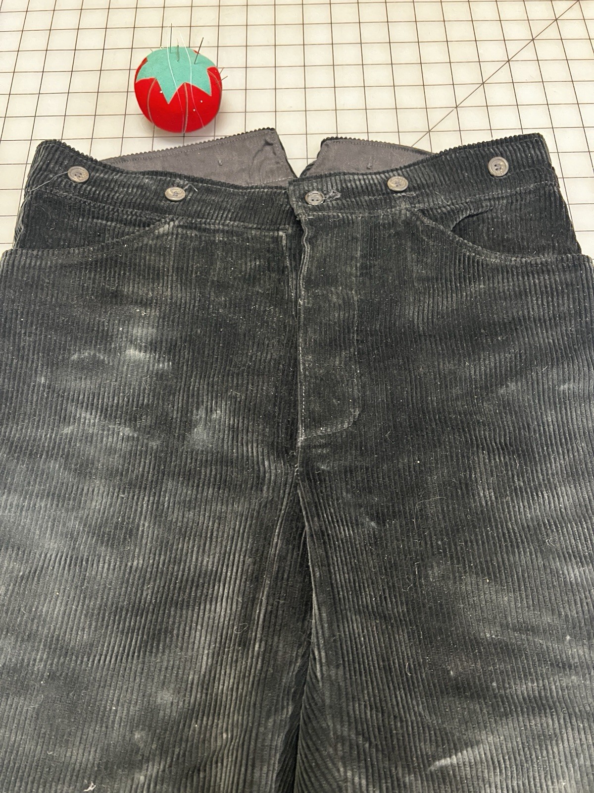 Repro 19th Century Men's Western, Edwardian Trousers, Black Corduroy , SZ 31" W