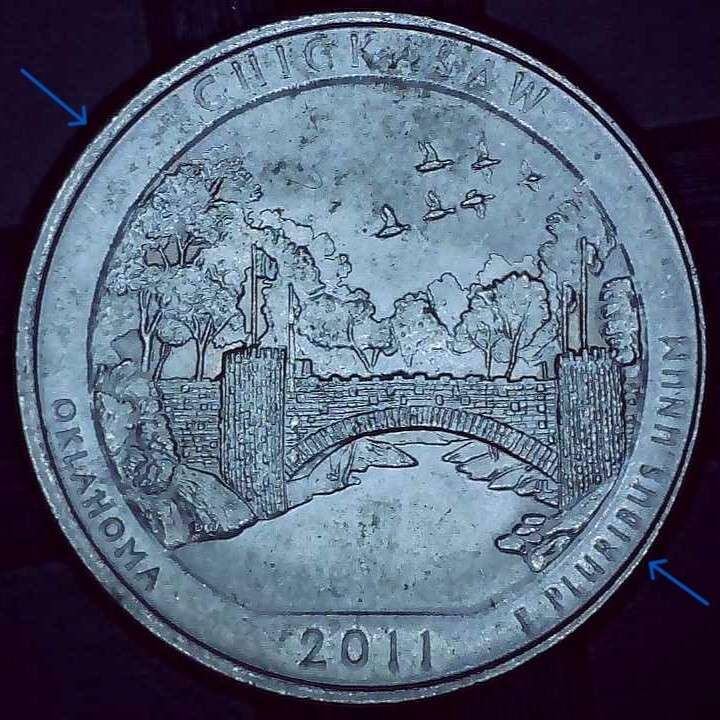 2011 P Quarter error misaligned die and machine doubling