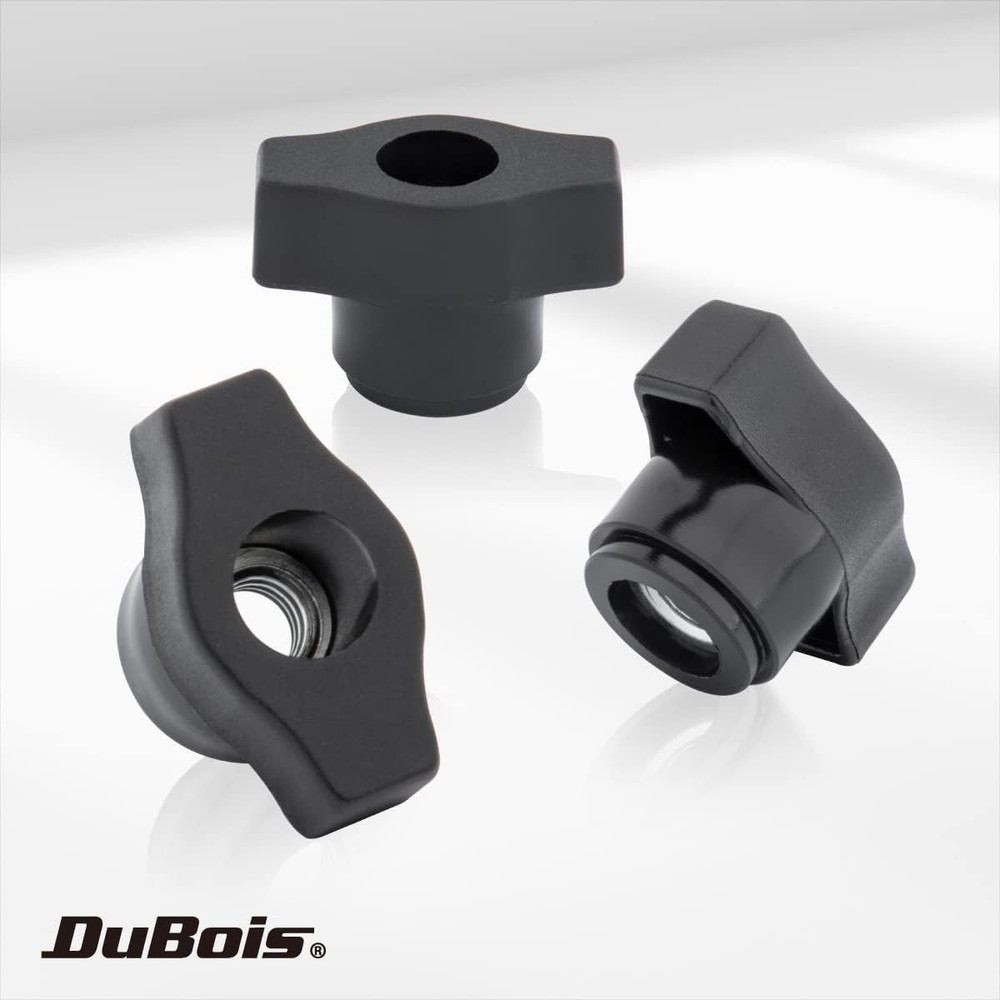 DuBois 5/16"-18 Wing Knobs 10 Pack, Clamping with 7/8 Depth, Black