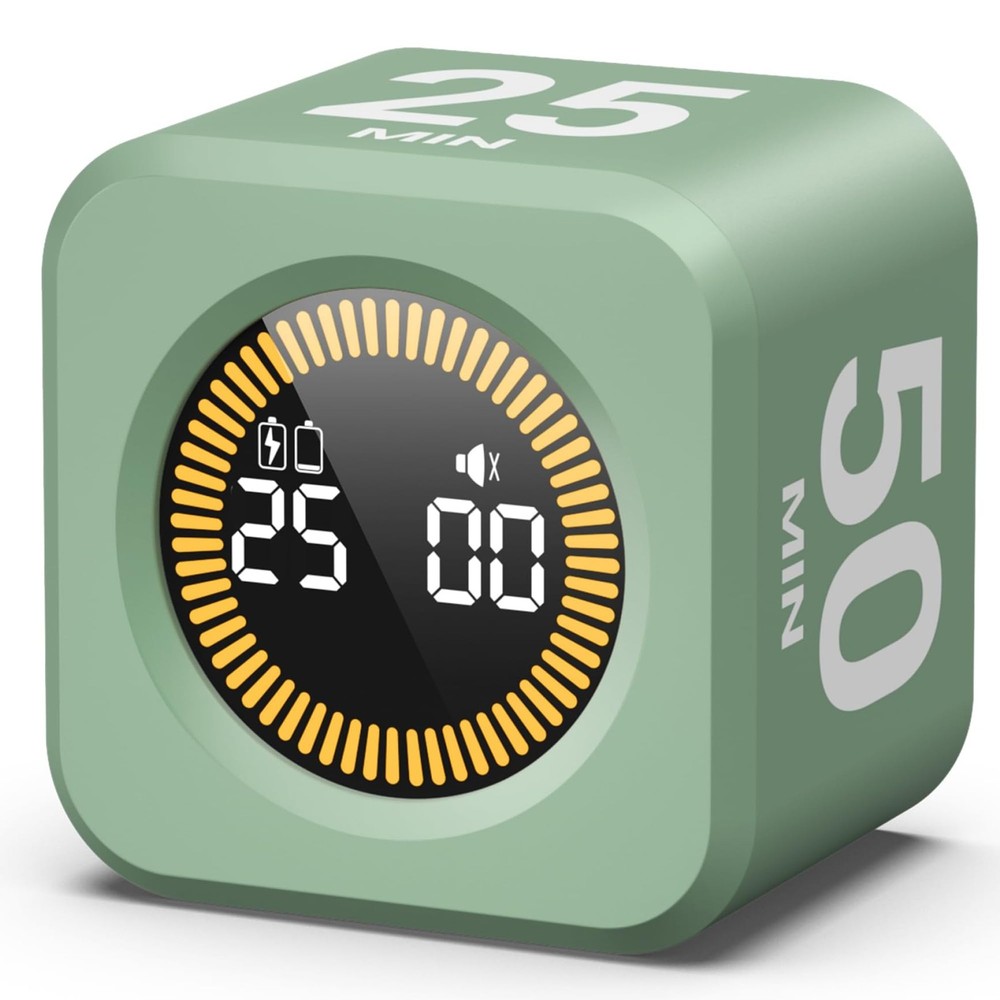 Pomodoro Cube Timer Productivity Visual Timer - 5/10/25/50 Min Rotating Count...