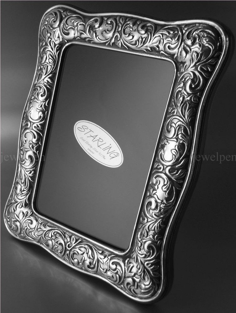 High-Quality Victorian Photo Frame Solid 925 Sterling Silver Mahogany(V2)