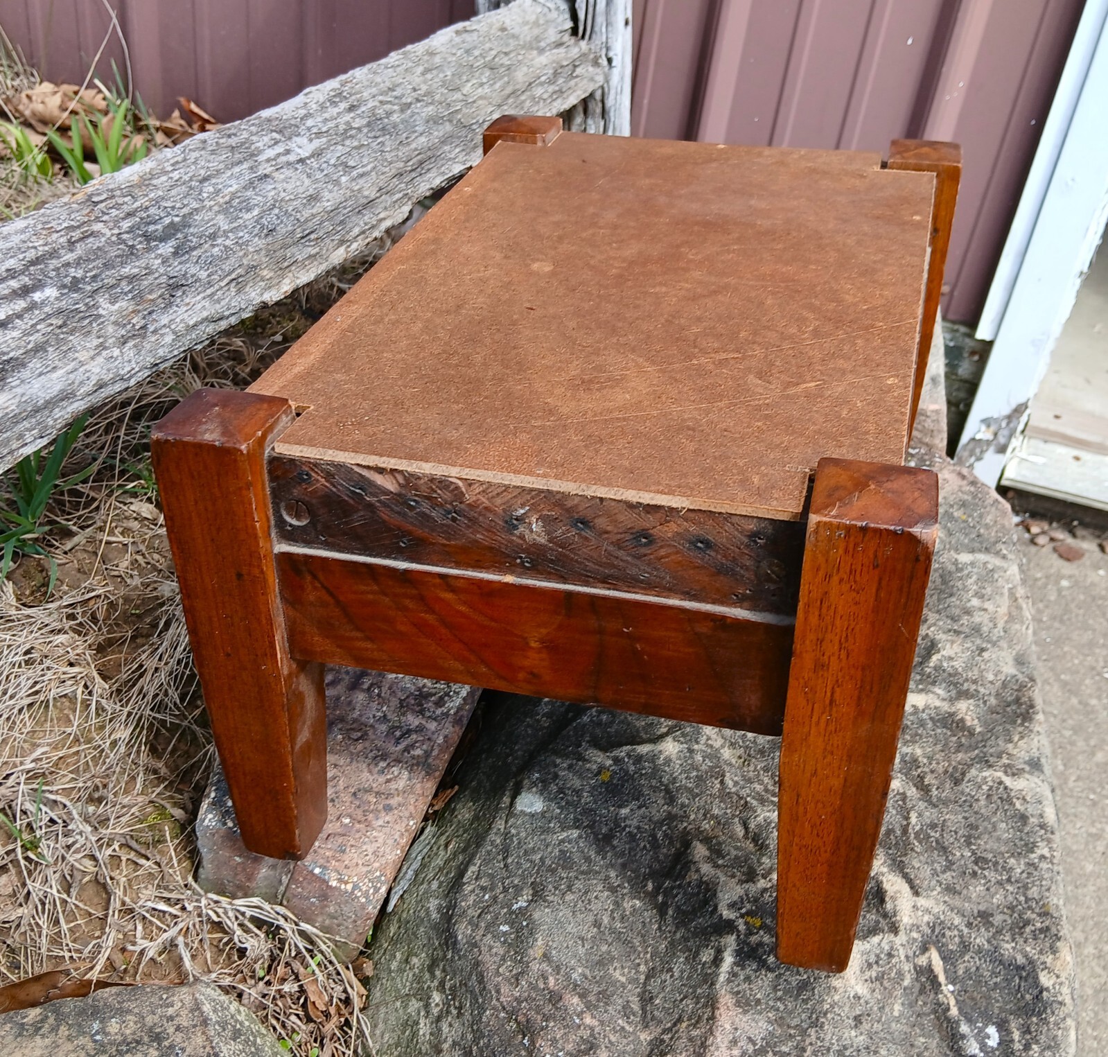 Antique Walnut Mission Style Arts & Crafts Style Foot Stool 1920