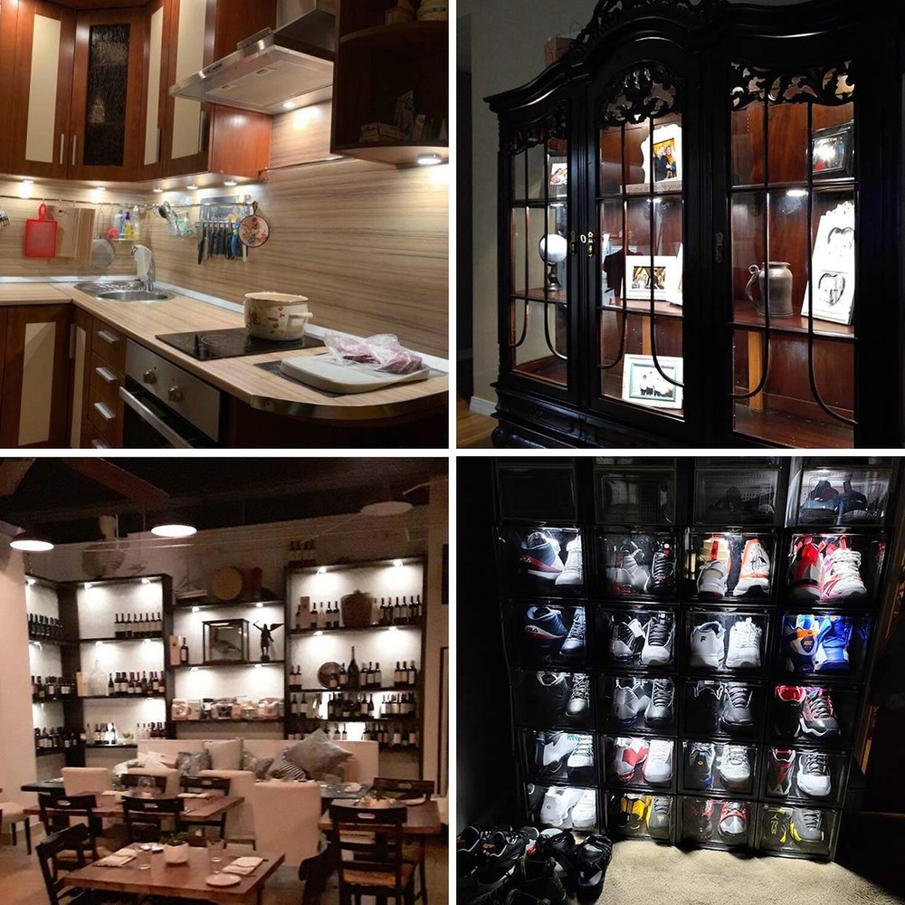 Display Cases Lighting Kit, Linkable Round LED Under Cabinet Puck Lights, 0.3...