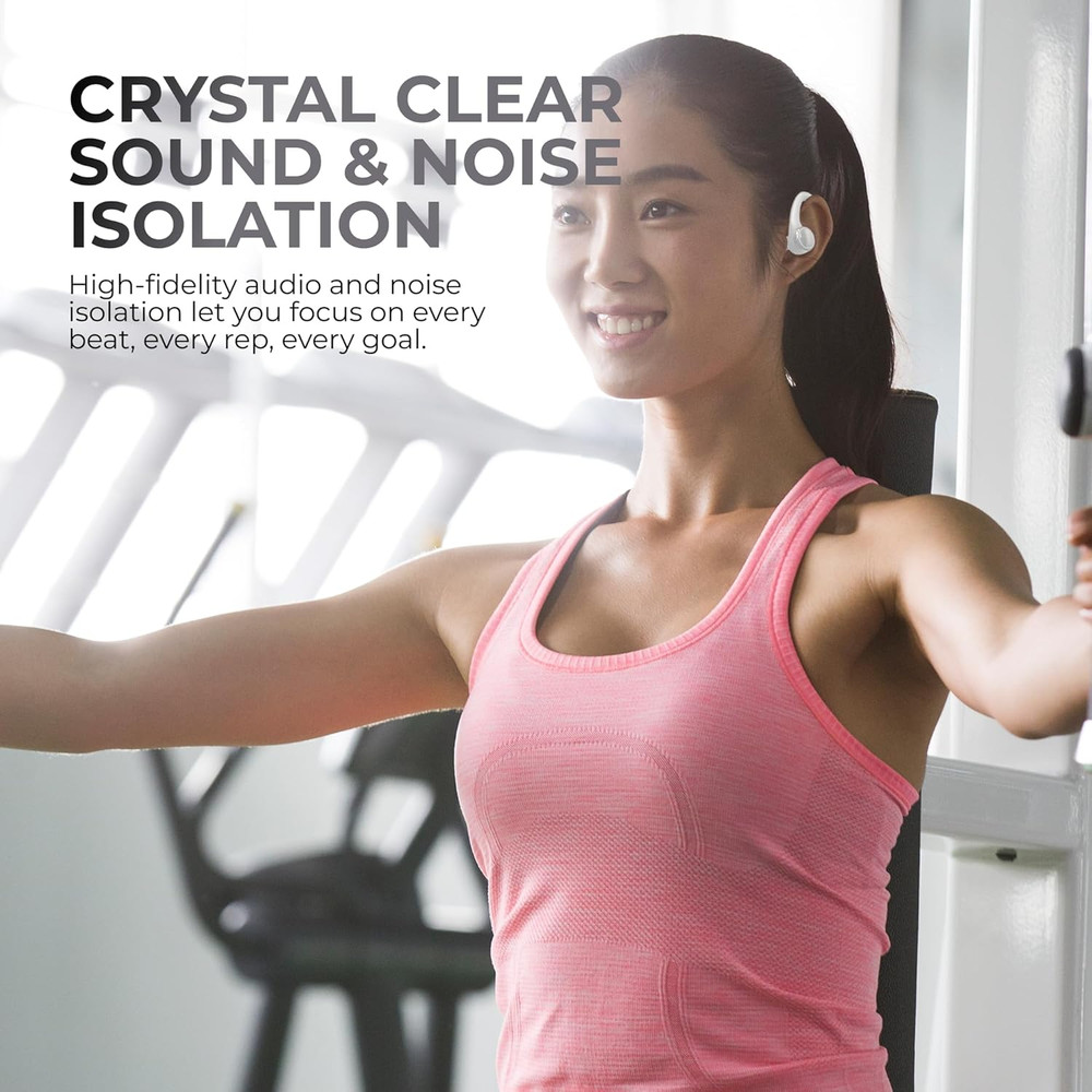 True Wireless Bluetooth Earbuds, Interchangeable Ear Hooks and Tips, Multi-Sized