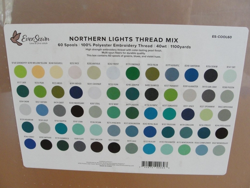 Polyester Embroidery Thread Northern Lights Kit EverSewn 60 Spools