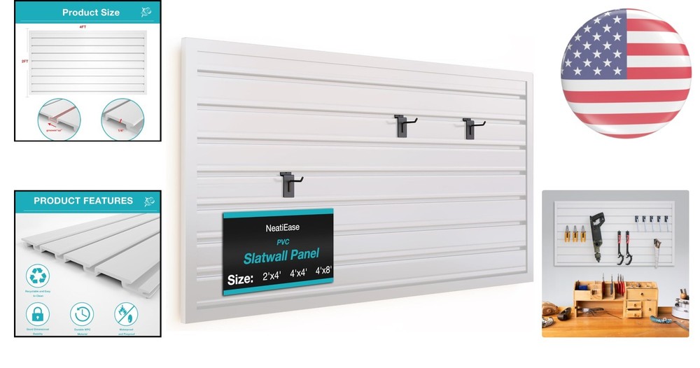 Durable PVC Slatwall Panel - Versatile Wall Mounted Storage Solution, 2x4ft
