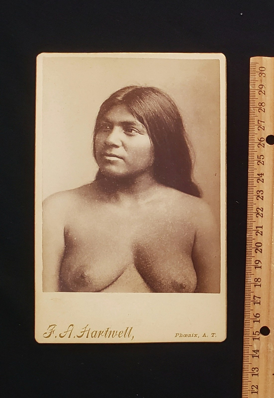 Native American, APACHE # 2,  Topless  Indian Woman  VINTAGE Cabinet Card, AR.