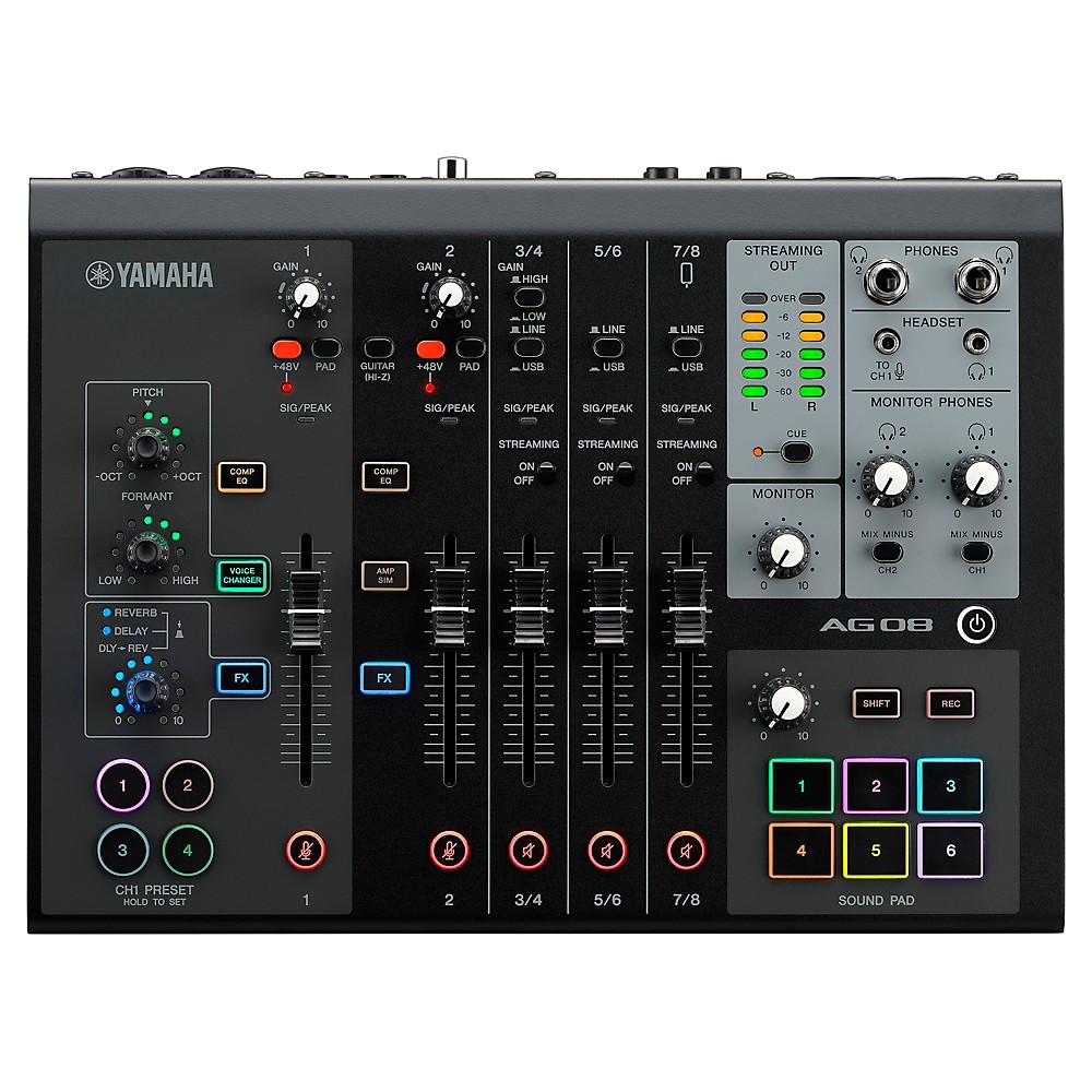 Yamaha AG08 8-channel Mixer/USB Interface for Mac/PC Black