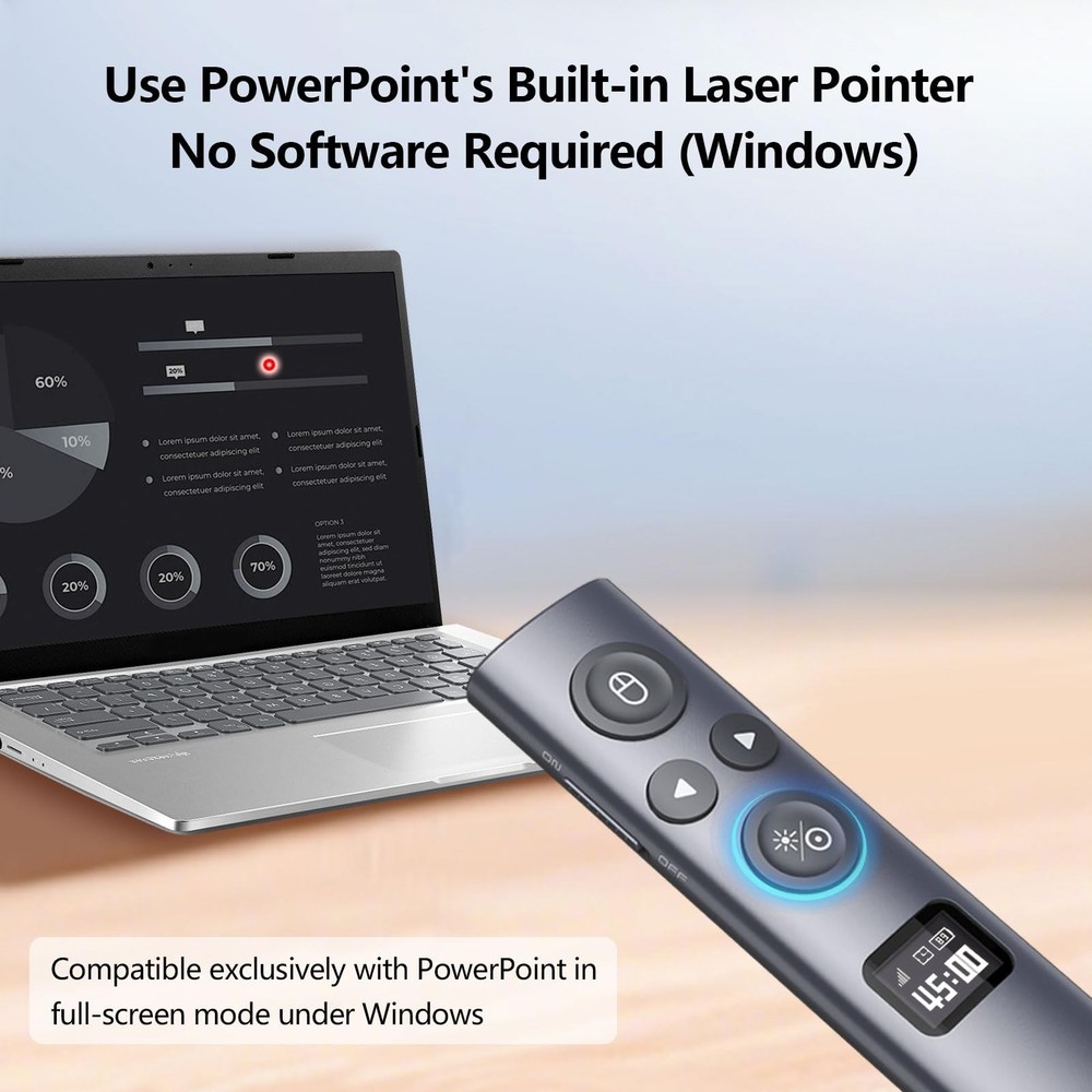 N95s BLE Presentation Clicker with Digital Pointer for PowerPoint Presentatio...