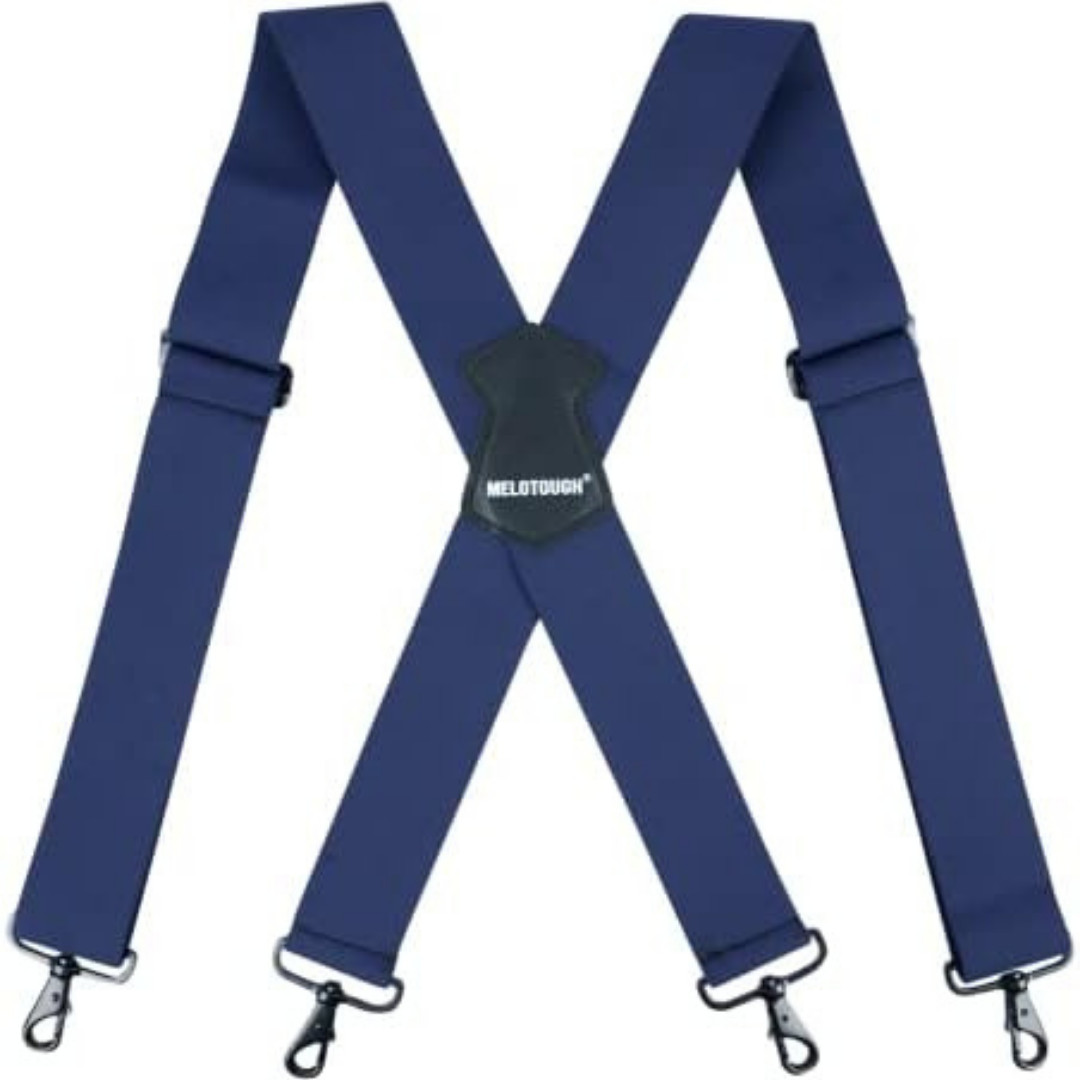 Men’s Heavy Duty Belt Loops X Back 2 Inch Wide Suspenders with 4 Snap Hooks