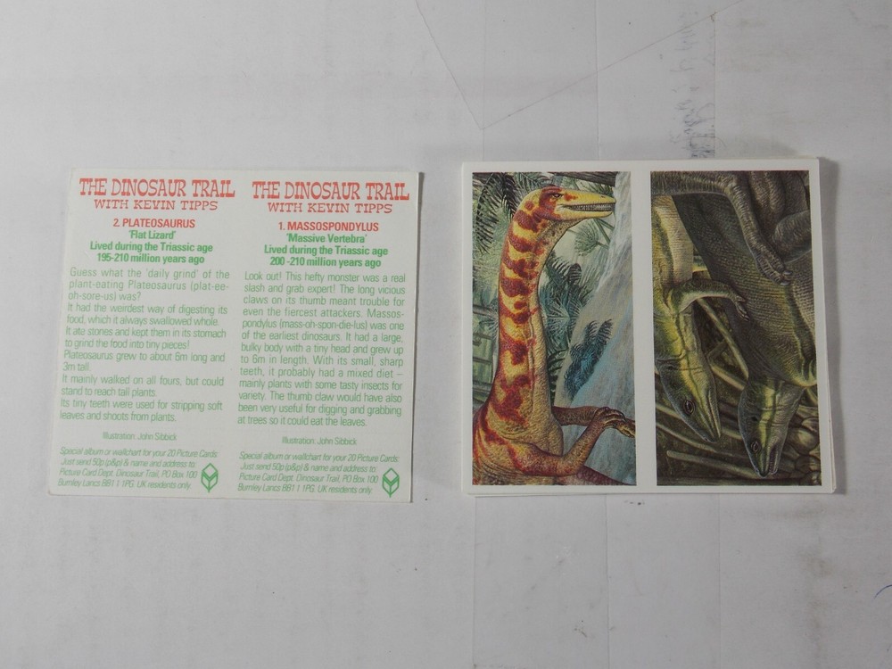 Brooke Bond Tea Cards Dinosaur Trail 1993 Complete Set 10 Doubles