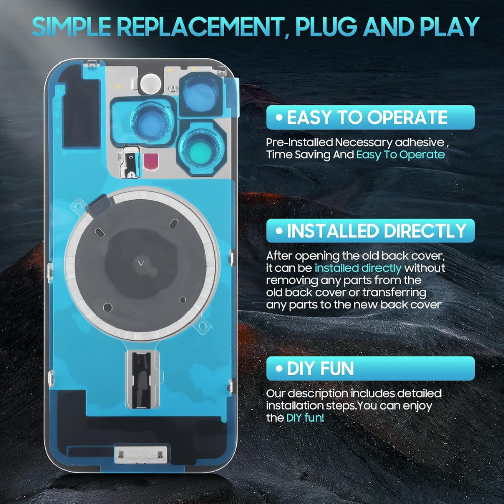 Back Glass replacement With Magnet Camera Len Lot for iPhone 16/Plus/16 Pro Max