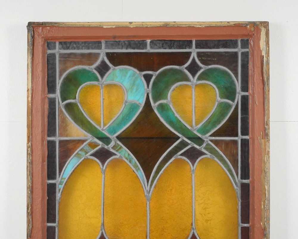 1900s Rectangular Leaded Stained Glass Church Window - R290695