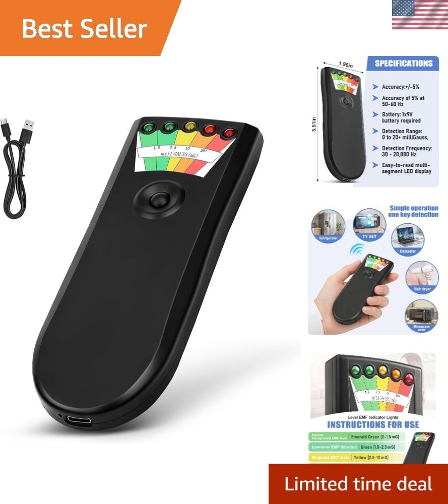 Portable Handheld EMF Meter with 5-Level LED - Ideal for Paranormal Detection