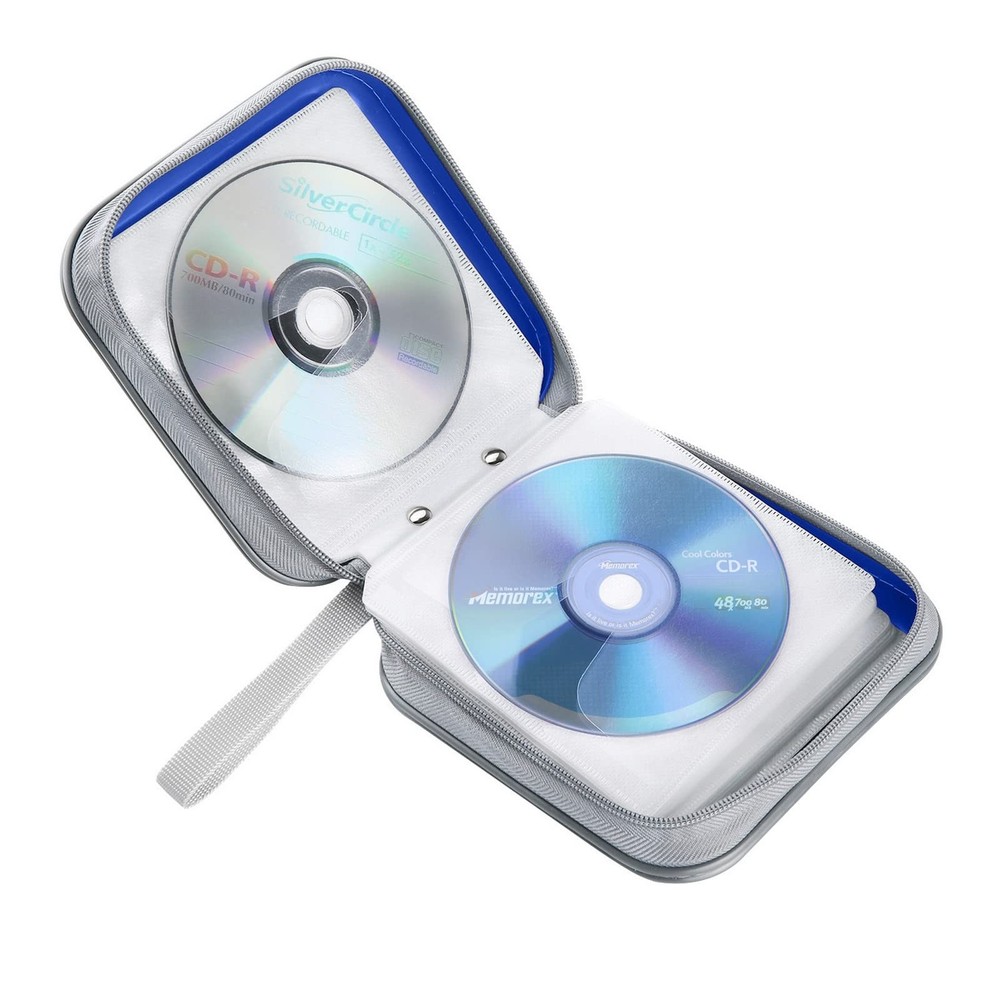 Siveit CD Case, 40 Capacity CD/DVD Case Holders Wallet Hard 40 Capacity, Blue