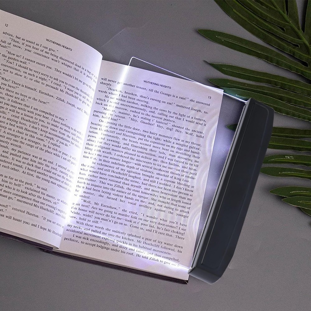 Flat LED Book Light for Reading - Clear Bookmark Light - Wireless