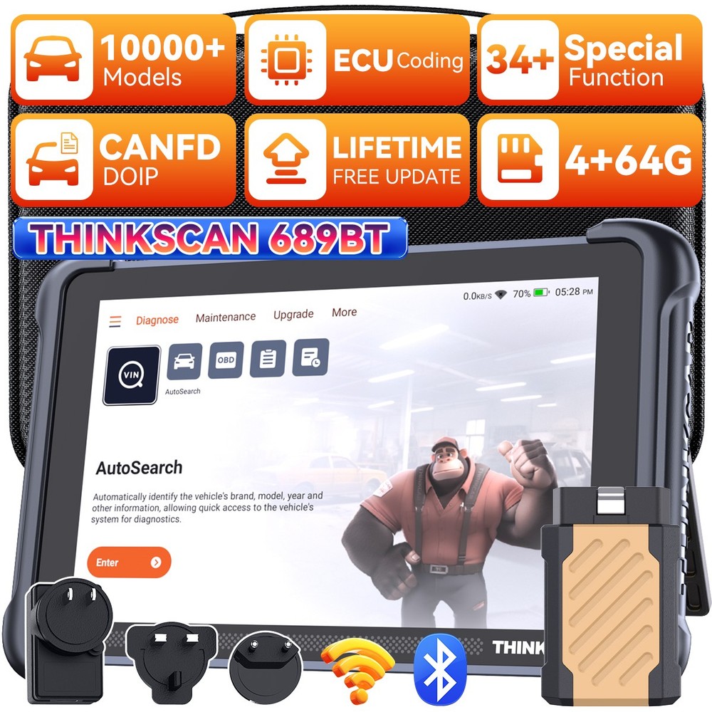 ThinkScan 689BT Bidirectional OBD2 Scanner Auto Diagnostic Scan Tool E-CU Coding