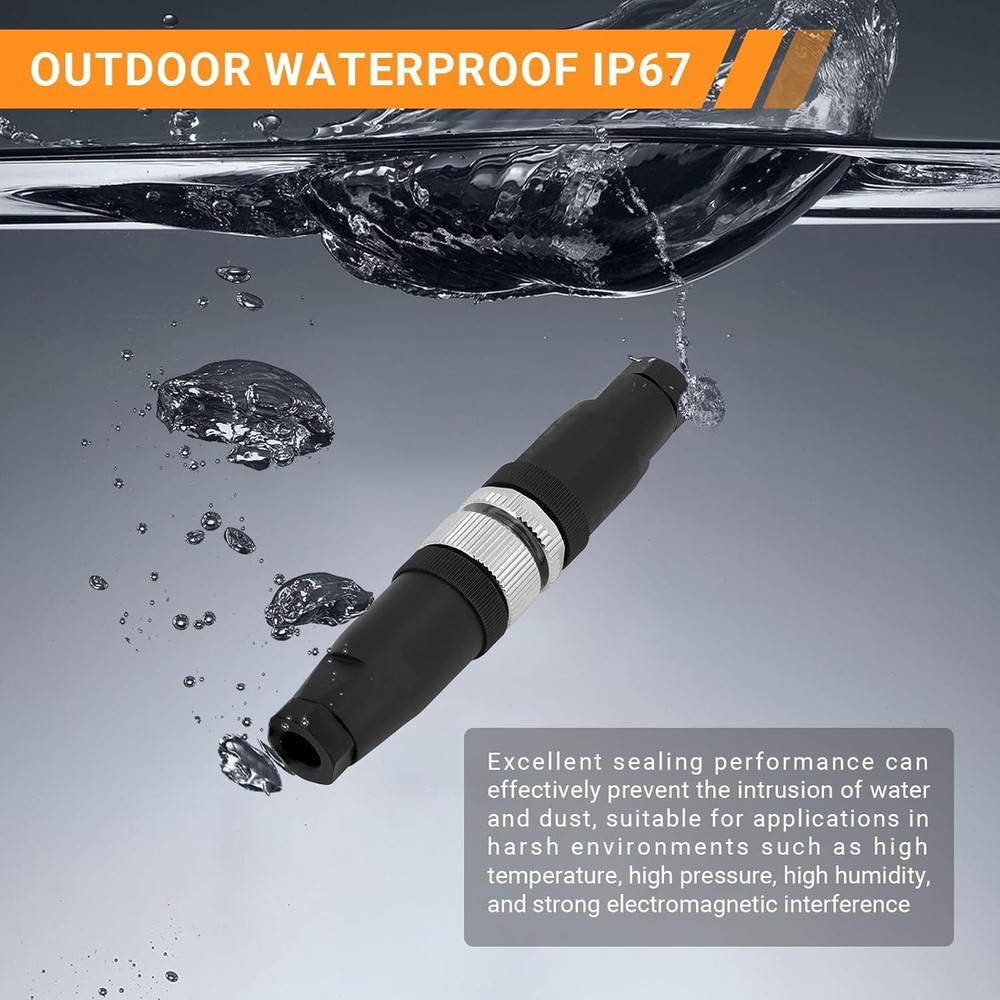 M12 Cable Connector Circular Waterproof Aviation Plug Field Installable Screw...