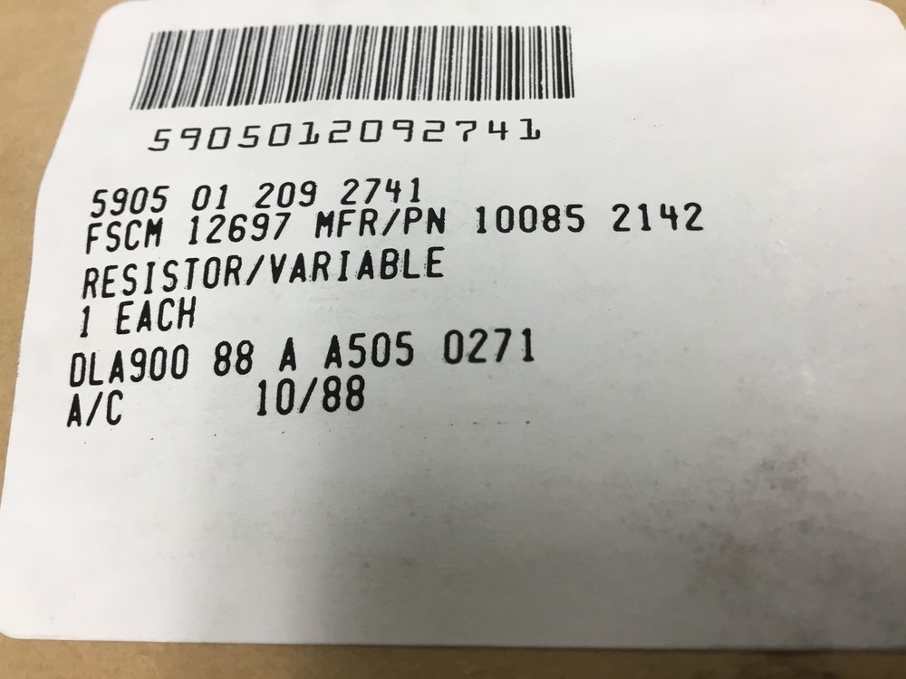 (1 PC) CLAROSTAT 10085-2142 NONWIRE WOUND VARIABLE RESISTOR